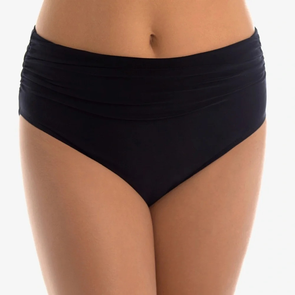 Magicsuit Jersey Shirred Tummy Control Bikini Bottoms Swimsuit Black size 16 NWT